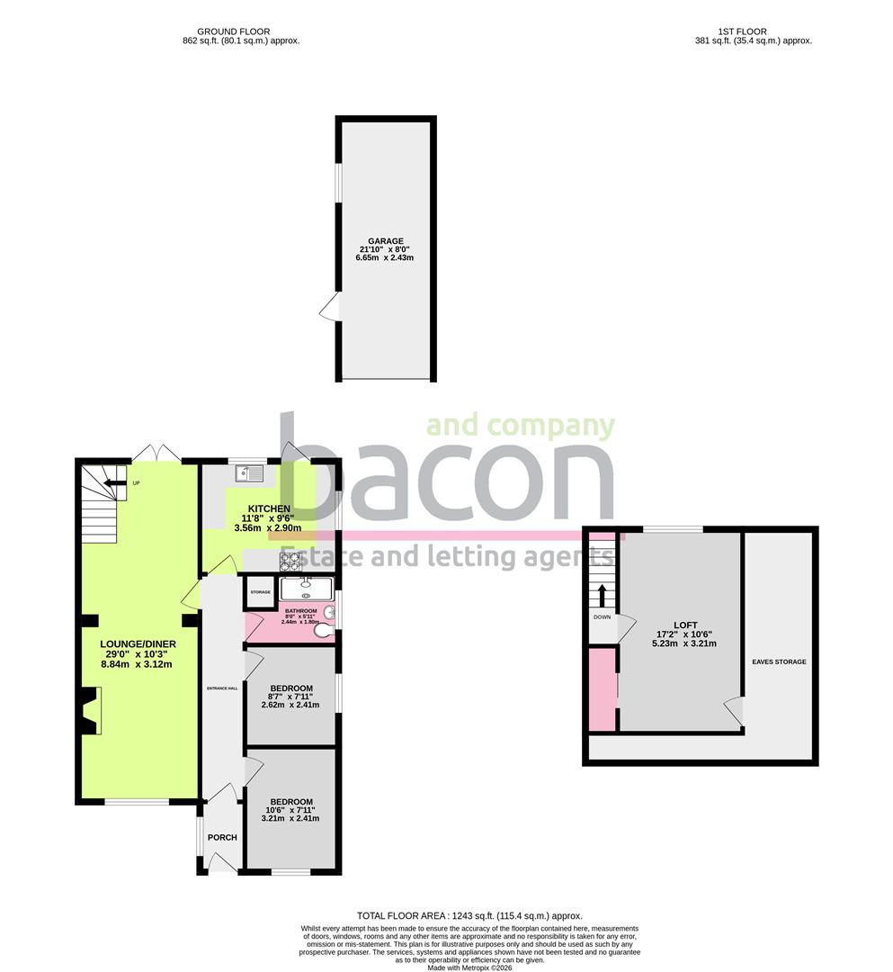 Floor Plan | Bungalow - Semi Detached | Sackville Crescent, Broadwater, Worthing, West Sussex, BN14 8BP | For Sale